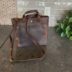 Portland Leather Goods Mini Crossbody Tote UNUSED Canyon